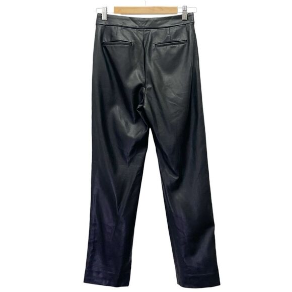 J. Crew Kate Straight Pant Women’s Size 0 Black Faux Leather Ankle Trouser Pants - Picture 5 of 14
